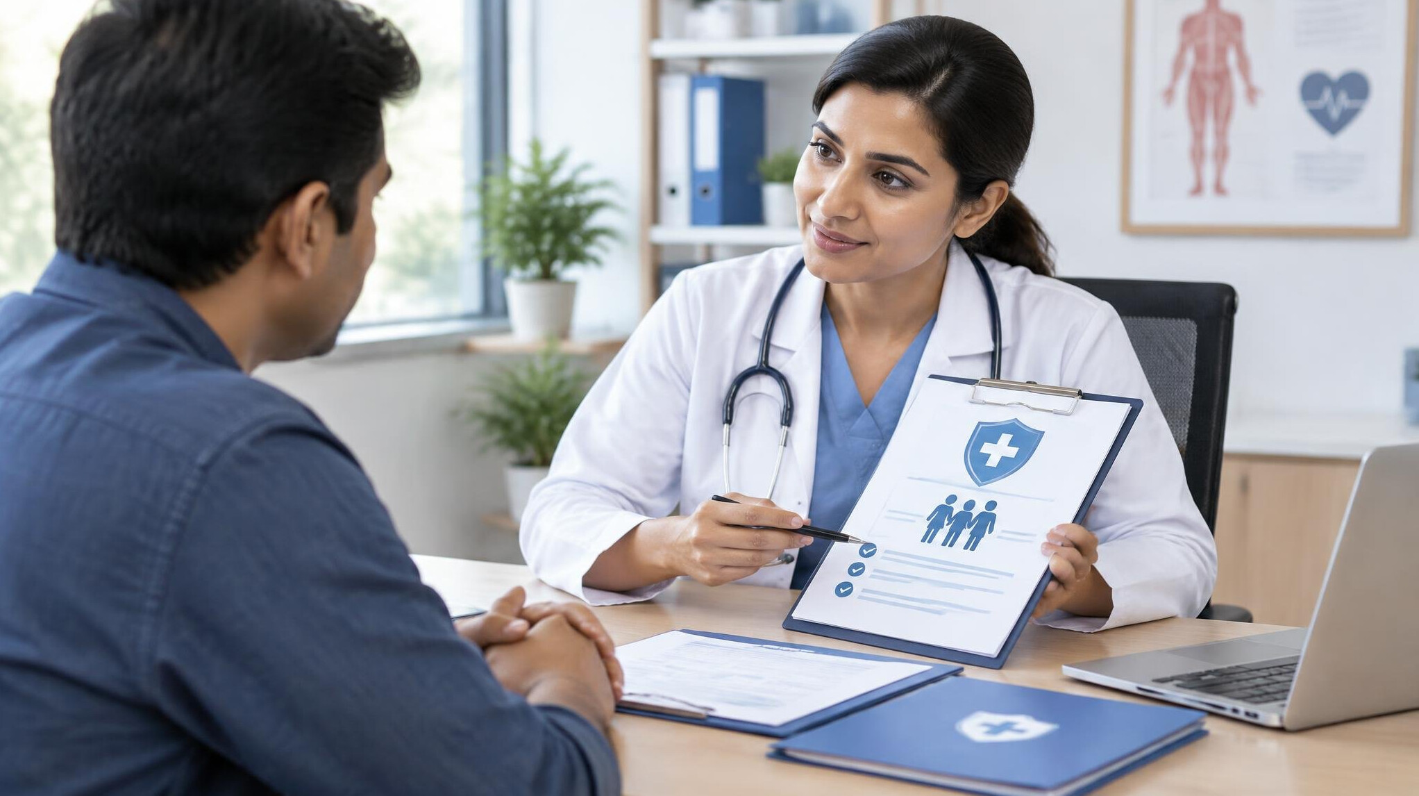 doctor explaining health insurance